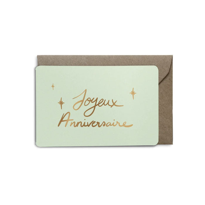 Mini Carte Joyeux anniversaire - menthe