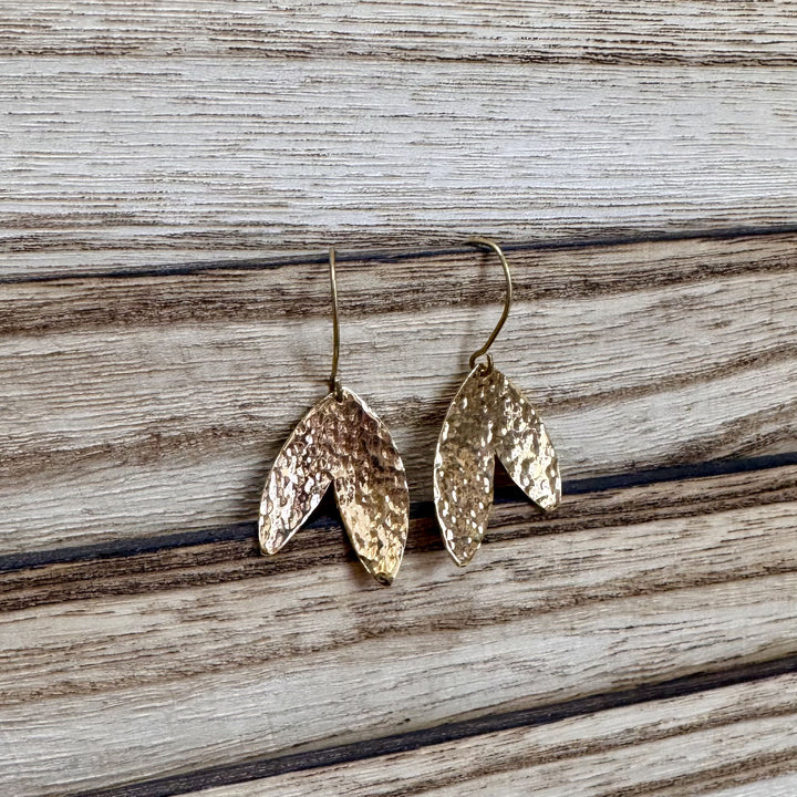 Boucles d'oreilles laiton - Fleurs MARTELÉES