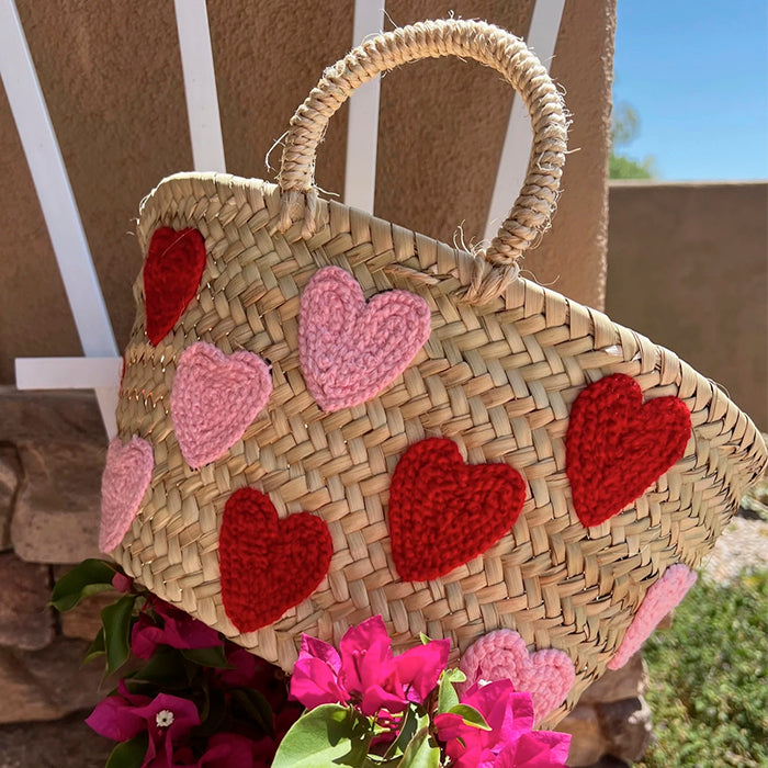 Petit Panier Coeur - rouge & rose