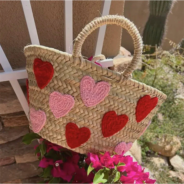 Petit Panier Coeur - rouge & rose
