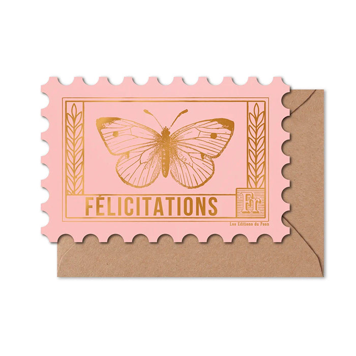 Carte Timbre Félicitations - Papillon