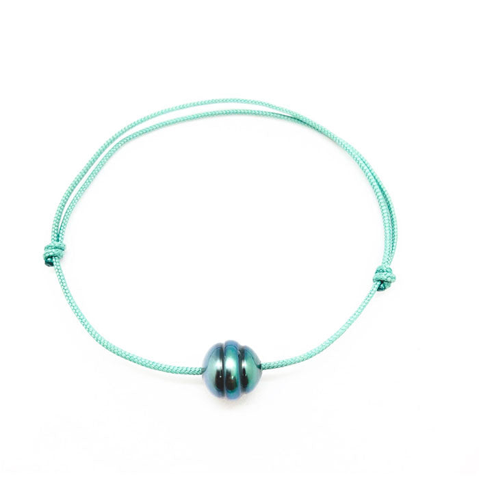 Bracelet Perle sur cordon - Vert d'eau