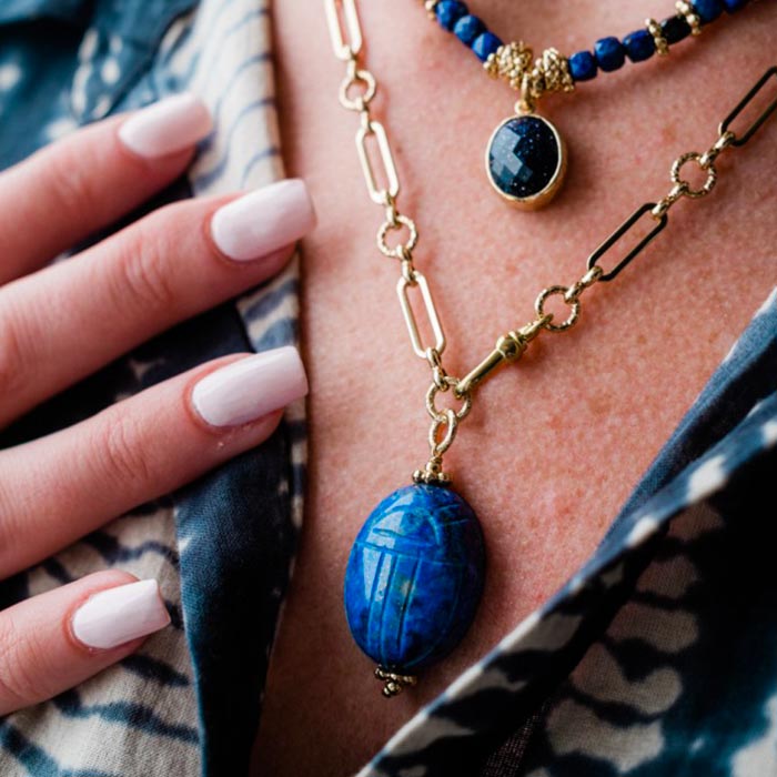 Collier Scarabée Lapis Lazuli